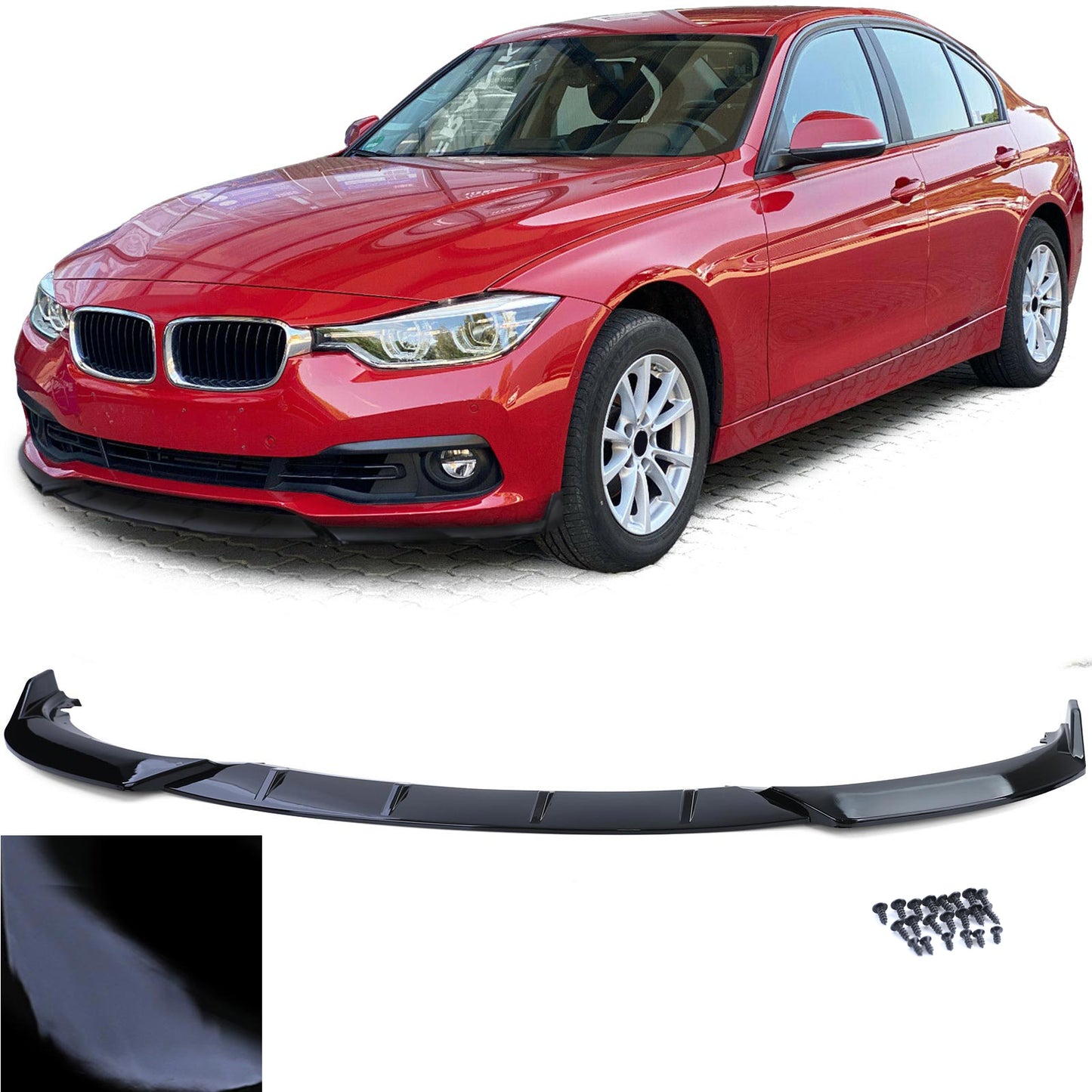 BMW Serie 3 F30 F31 15-19 senza M Spoiler anteriore labbro paraurti lucido