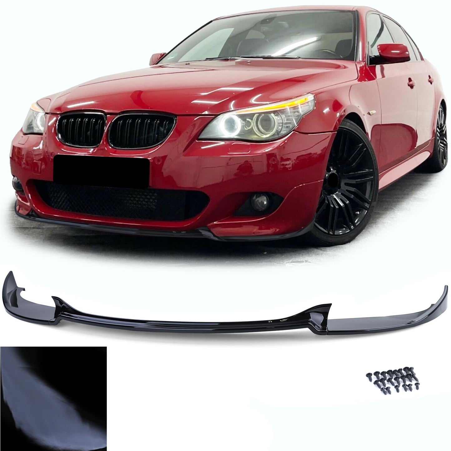 BMW Serie 5 E60 E61 07-09 Spoiler anteriore labbro paraurti nero lucido