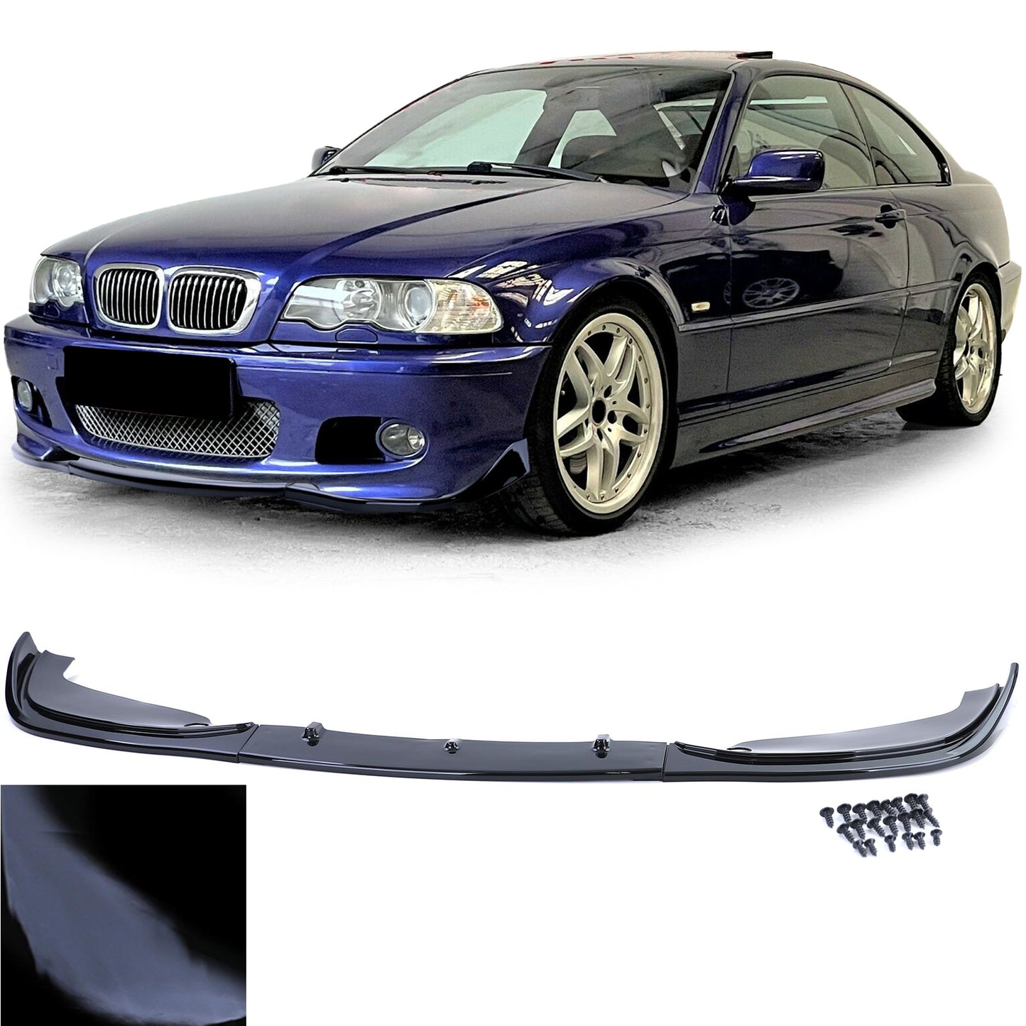 BMW E46 Coupe Cabrio Spoiler anteriore labbro performance nero lucido