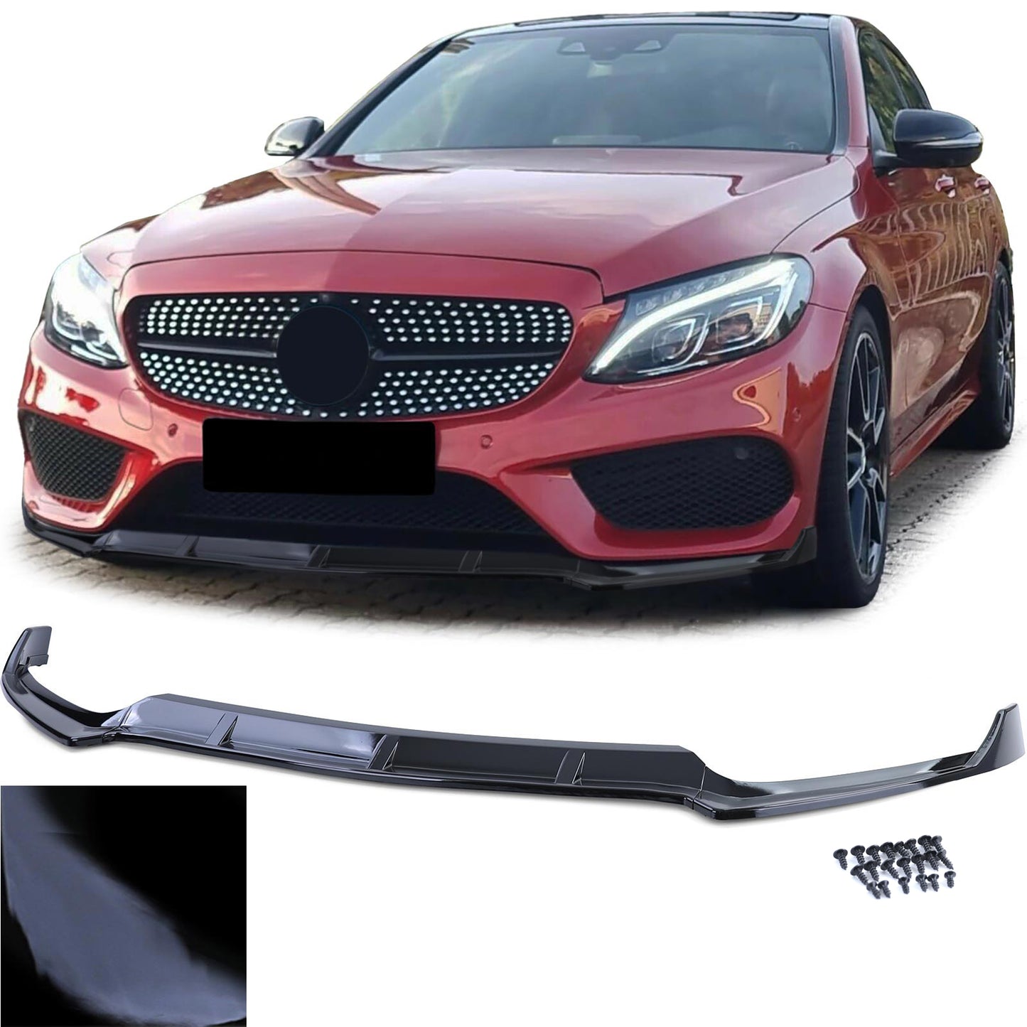 Mercedes classe C W205 S205 14-18 Paraurti a labbro spoiler anteriore lucido
