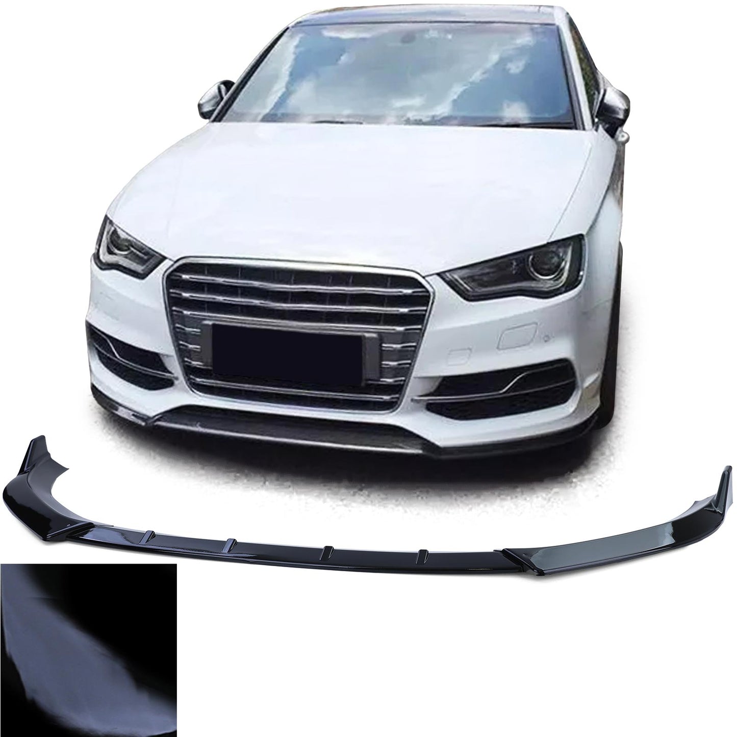 Audi A3 8V pre-lifting 12-16 Spoiler anteriore labbro paraurti nero lucido