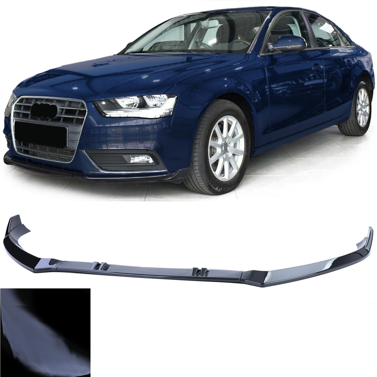 Audi A4 B8 8K Facelift 11-15 Spoiler anteriore labbro paraurti nero lucido