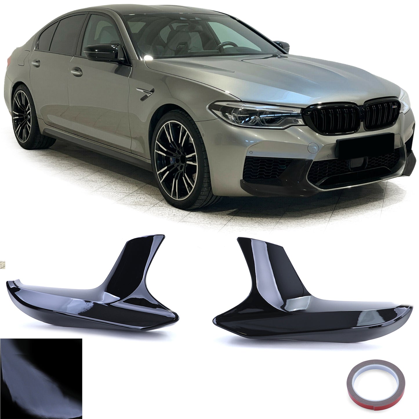 BMW M5 F90 dal 18 Spoiler anteriore splitter angoli performance nero lucido