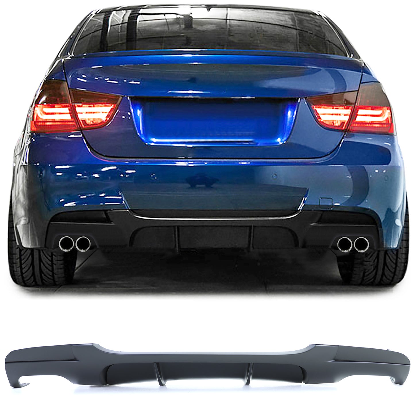 BMW Serie 3 E90 05-12 Diffusore posteriore performance doppio tubo su entrambi i lati