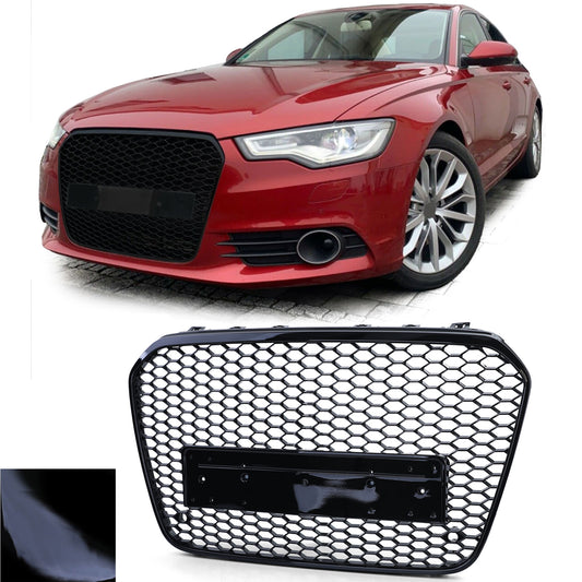 Audi A6 C7 4G 10-14 Griglia sportiva a nido d'ape senza emblema nero lucido