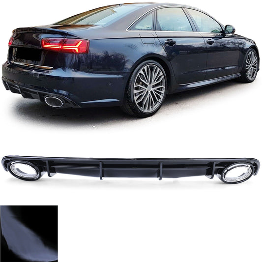 Audi A6 C7 4G 14-18 Diffusore posteriore sportivo nero lucido con terminali