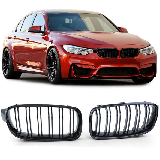 BMW F30 F31 11-19 Griglia radiatore sportiva doppia barra nera lucida