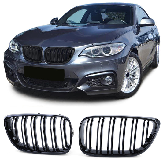 BMW serie 2 F22 F23 14-16 Griglia radiatore sportiva doppia barra Performance lucida