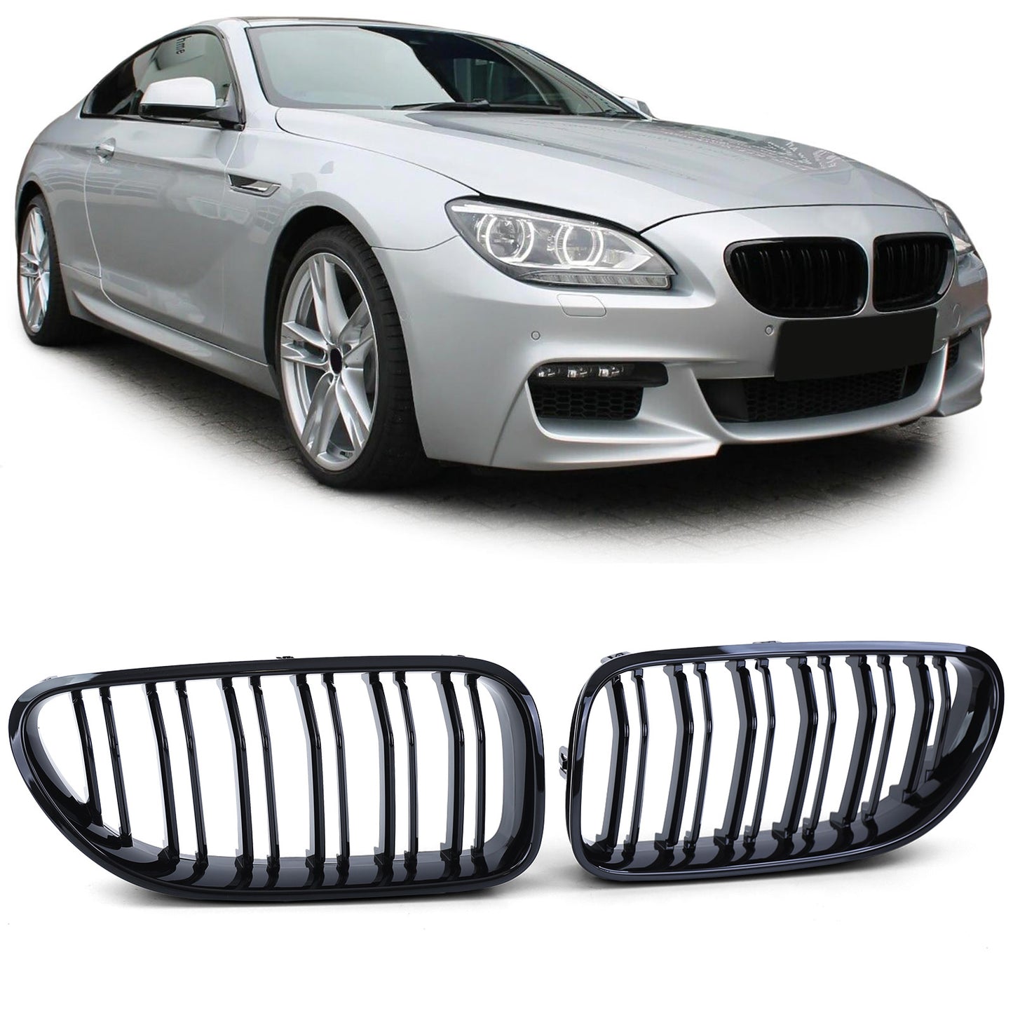BMW Serie 6 F06 F12 F13 Griglia del sportiva a doppia barra Performance Lucida