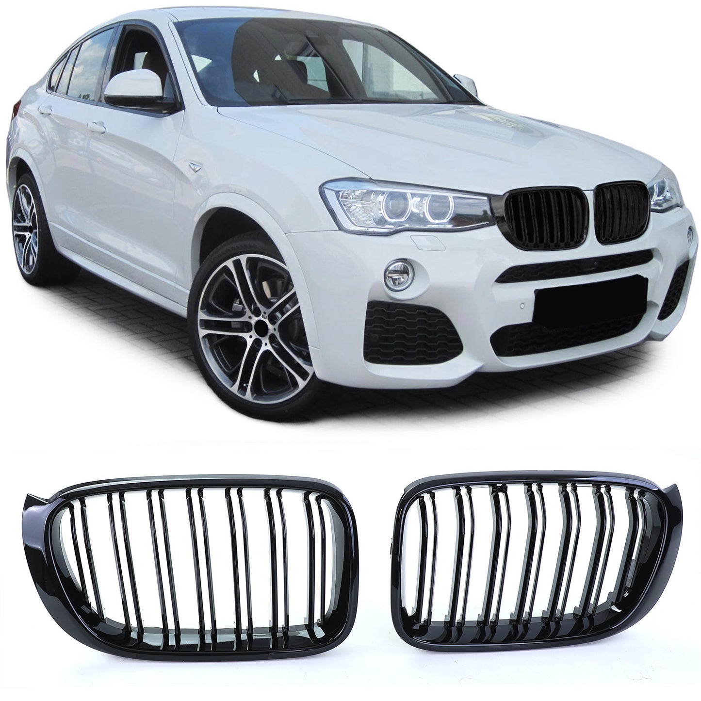 BMW X3 F25 X4 F26 Griglia sportiva a doppia barra Performance Lucida