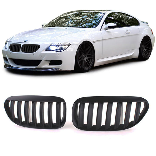 BMW E63 E64 04-10 Griglia radiatore sportiva Performance nera opaca singolo reni