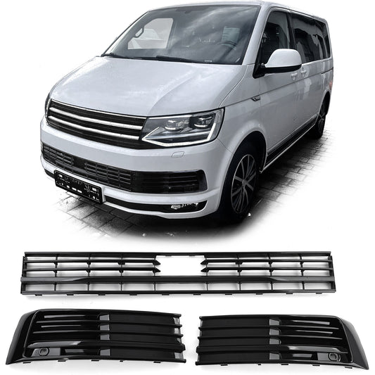 VW T6 Multivan con ACC 15-19 Paraurti griglia radiatore nero lucido