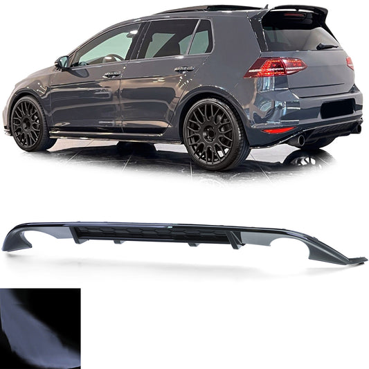VW Golf 7 GTI 13-17 Diffusore posteriore sportivo tubo singolo su entrambi i lati nero lucido