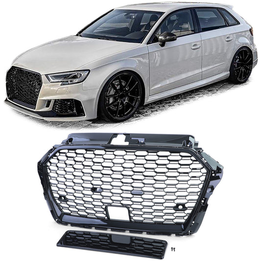 Audi A3 8V 16-20 con ACC Griglia radiatore sportiva griglia a nido d'ape LUCIDA