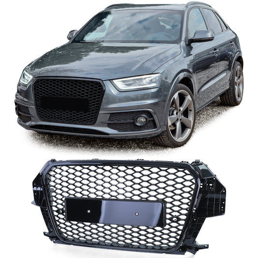 Audi Q3 8U pre-Lci11-15 Griglia sportiva a nido d'ape nera lucida