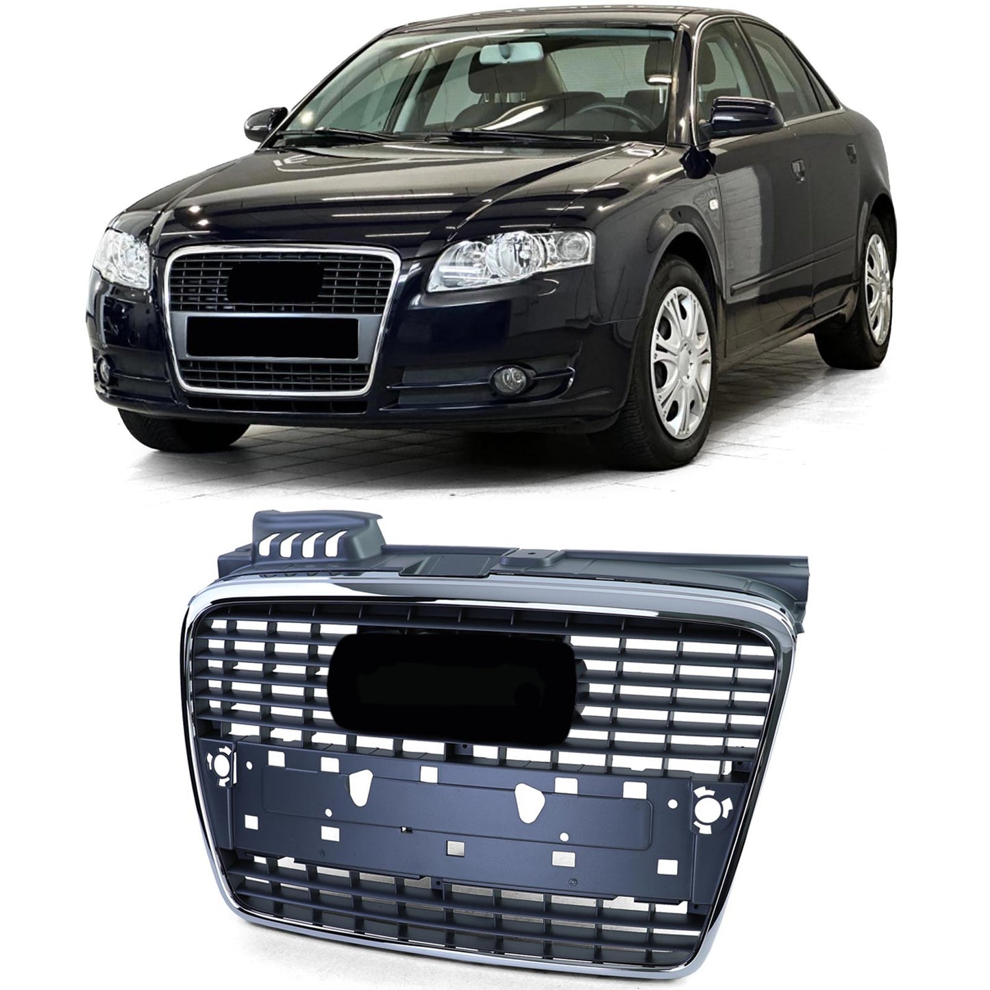 Audi A4 B7 8E 04-08 Griglia radiatore griglia anteriore PDC con cornice cromata