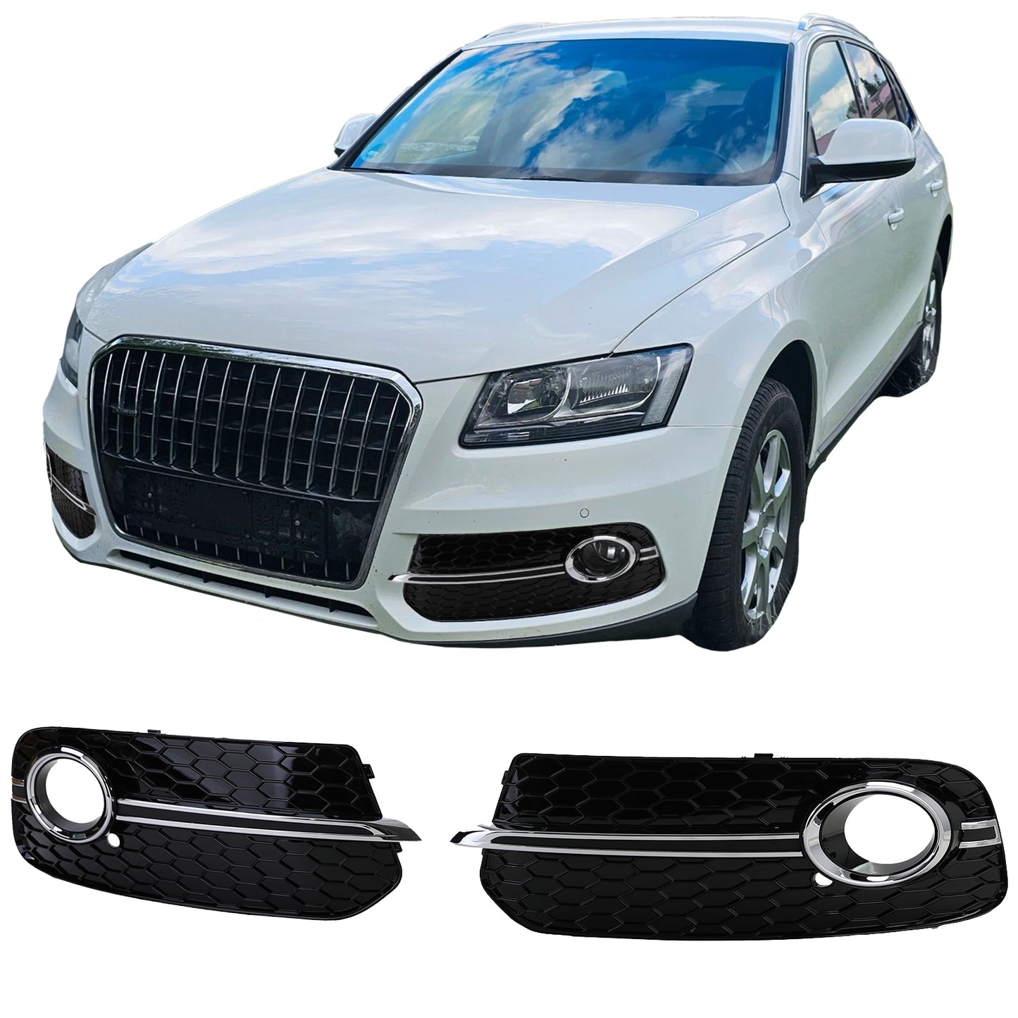 Audi Q5 8R 12-16 griglia a nido d'ape copre il paraurti cromato lucido