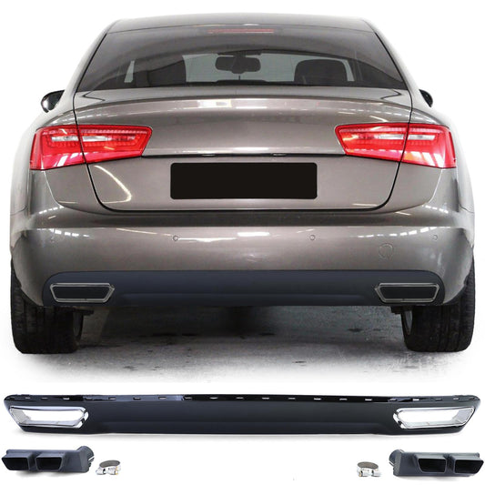 Diffusore posteriore Sport+ terminali di scarico per Audi A6 C7 4G 10-14 2.8 3.0
