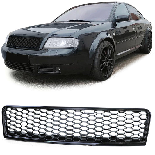 Audi A6 4B C5 01-05 Griglia sportiva a nido d'ape senza emblema nero lucido