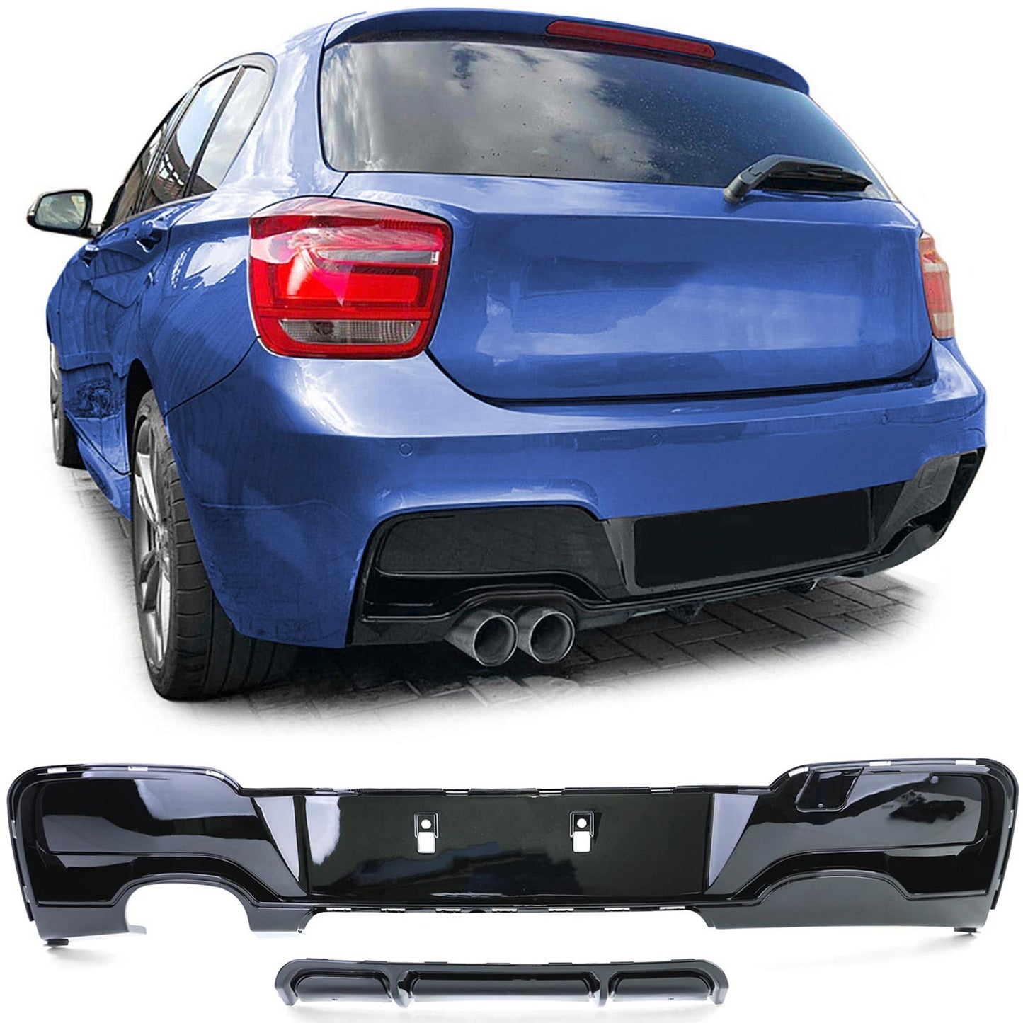 BMW Serie 1 F20 F21 120 125 11-15 Diffusore posteriore Performance nero lucido