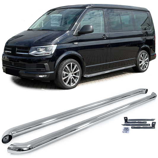 VW T5 T6 T6.1 passo corto Tubi laterali protezione sottoporta in acciaio inox lucidato