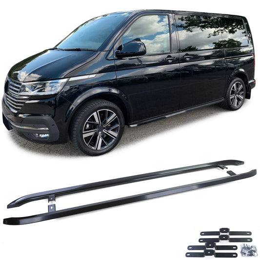 VW T5 T6 T6.1 passo corto Pedane sottoporta in acciaio inox nero lucido