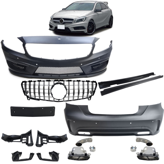 Mercedes A W176 12-15 Kit bodykit AMG Paraurti anteriore + Posteriore + minigonne COMPLETO