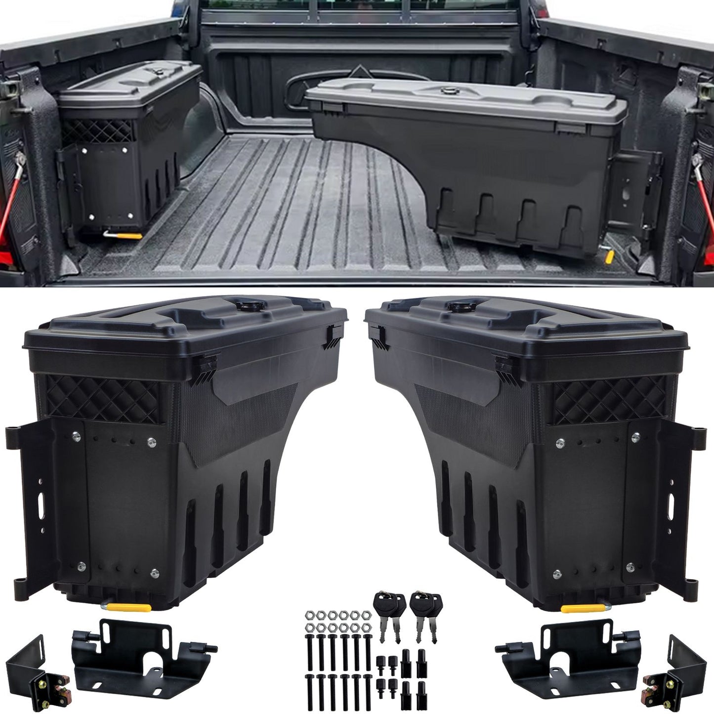 Box portaoggetti per area di carico in ABS con serratura destra+sinistra per Ford Ranger T9