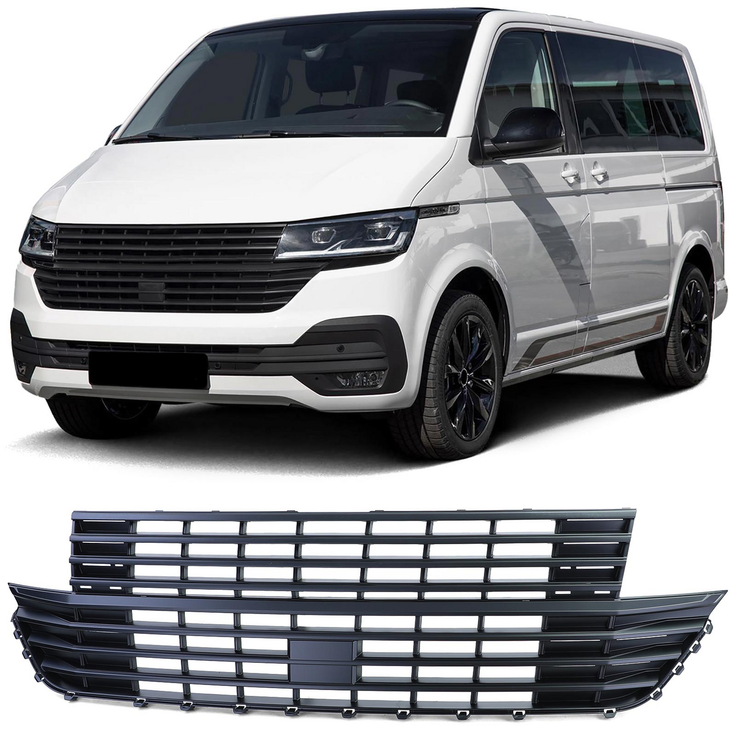 VW T6.1 Bus Multivan Facelift dal 19 Griglia del radiatore senza emblema nero opaco