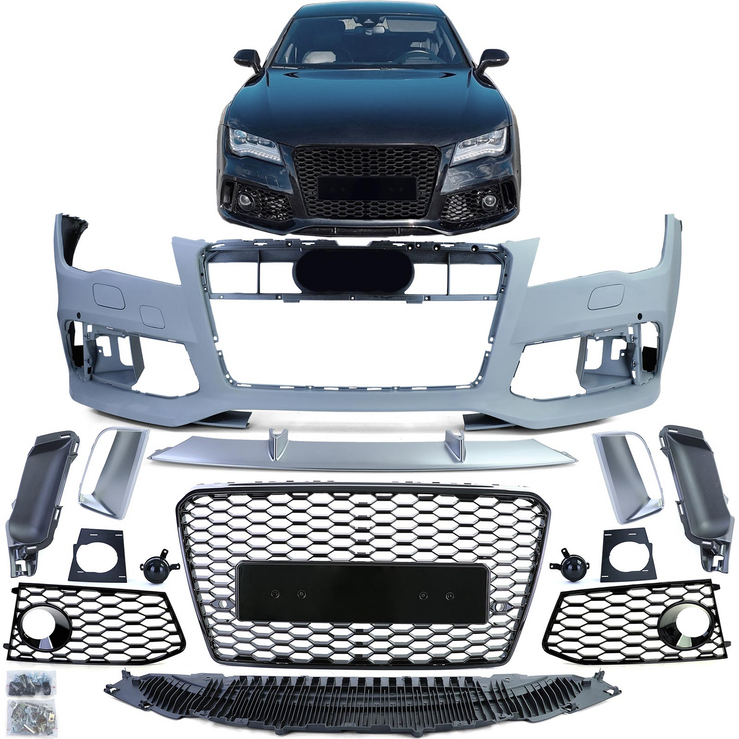 Paraurti anteriore RS7 + griglia del radiatore + griglia nera per Audi A7 C7 4G 10-14